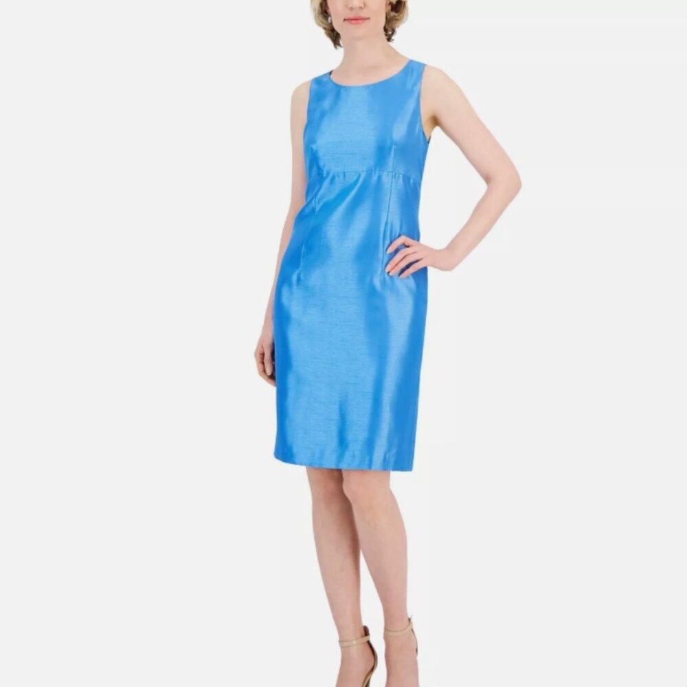 Kasper Women's Textured Shantung Seamed Sleeveless Dress - Blue Hyacinth Size 6